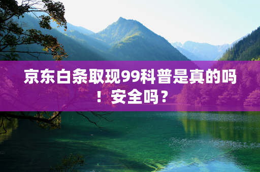 京东白条取现99科普是真的吗！安全吗？