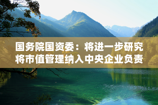 国务院国资委：将进一步研究将市值管理纳入中央企业负责人业绩考核