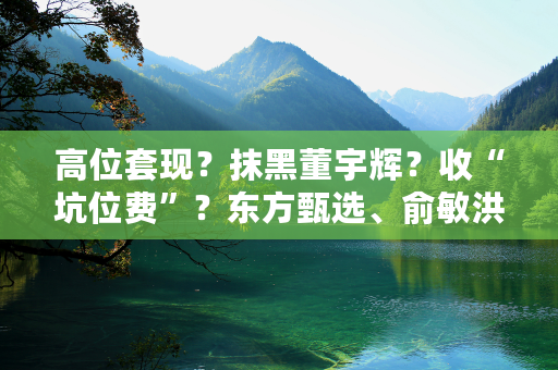 高位套现？抹黑董宇辉？收“坑位费”？东方甄选、俞敏洪接连回应 “分手”30天 东方甄选市值回涨25亿港元